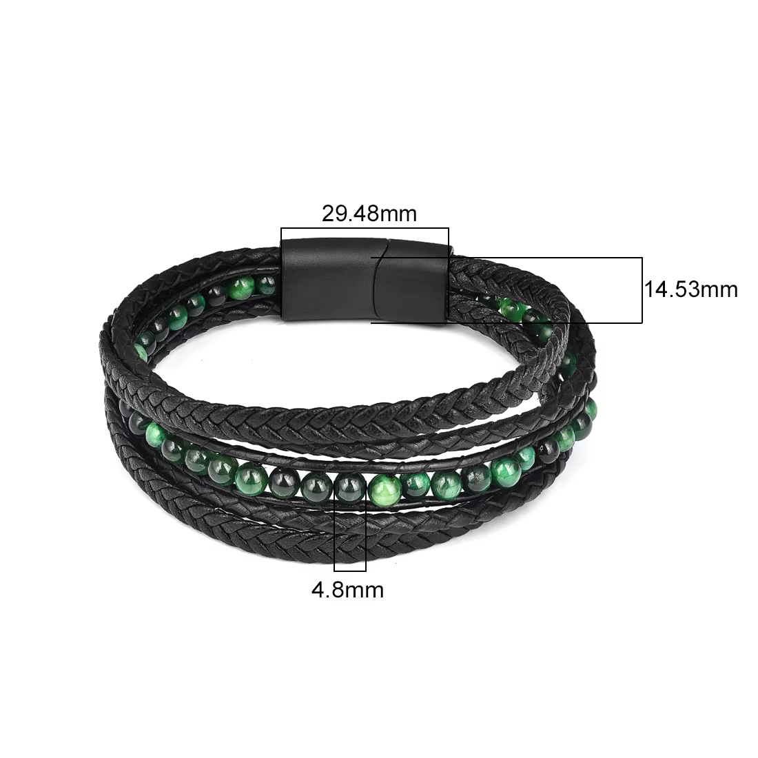 Bracelets classiques en pierre naturelle et cuir microfibre pour hommes
