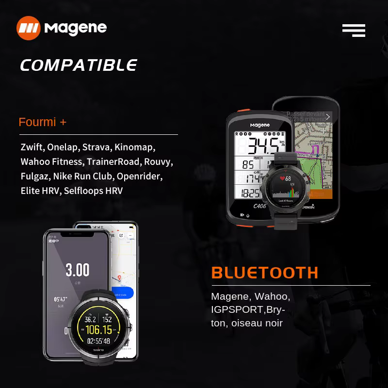 Magene Mover H64 capteur de fréquence cardiaque double Mode ANT Bluetooth avec sangle pectorale ordinateur de cyclisme vélo pour moniteur de sport Wahoo Garmin