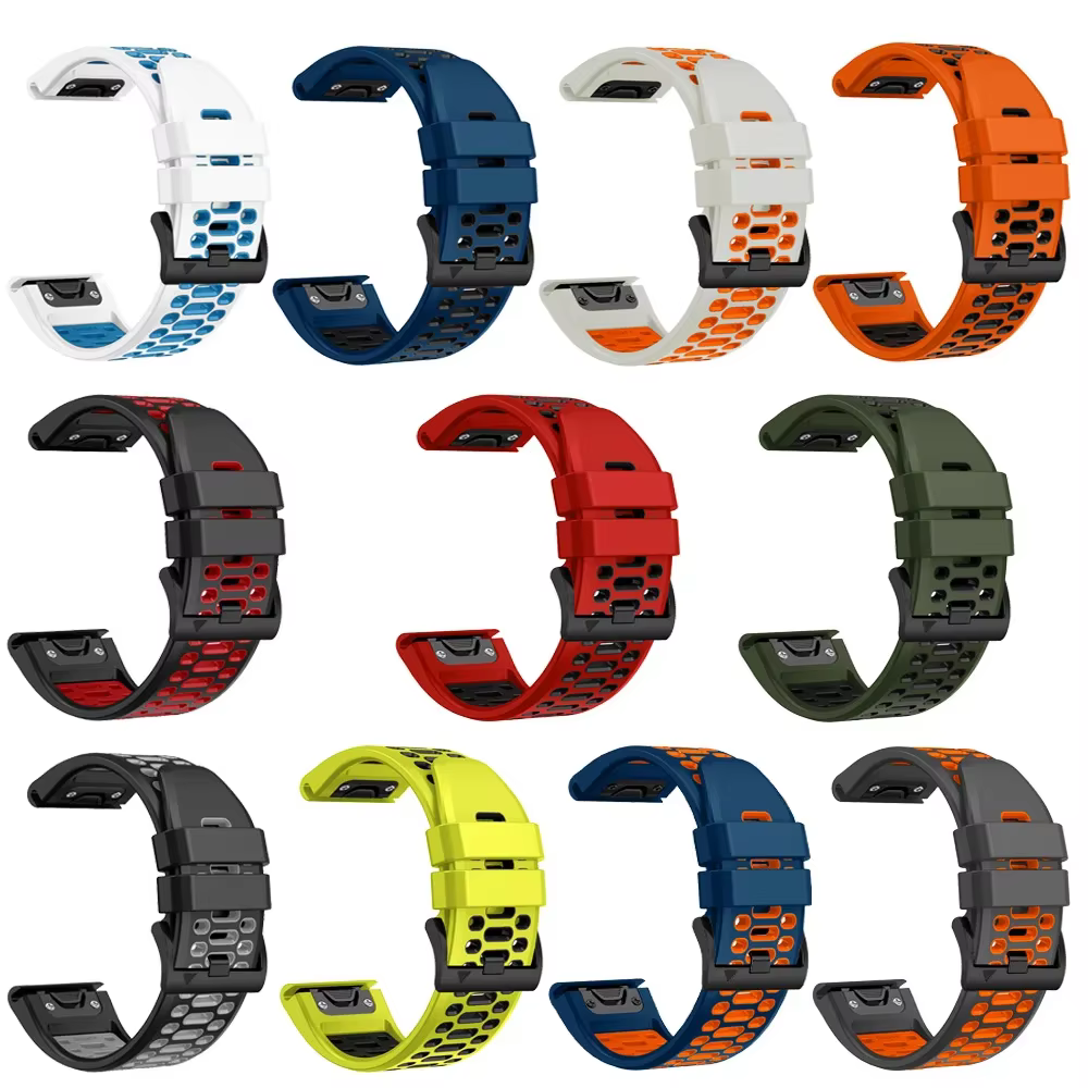 Nouveau bracelet de montre respirant bicolore Sport pour Garmin Fenix 7X 7 Pro 6X 6 Pro 5 5X Plus/Epix Pro 2 47 51