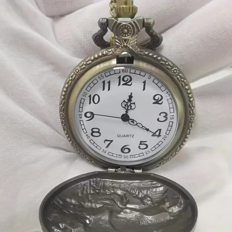 Montre de poche en quartz dinosaure en bronze, pendentif cadeau pour garçons