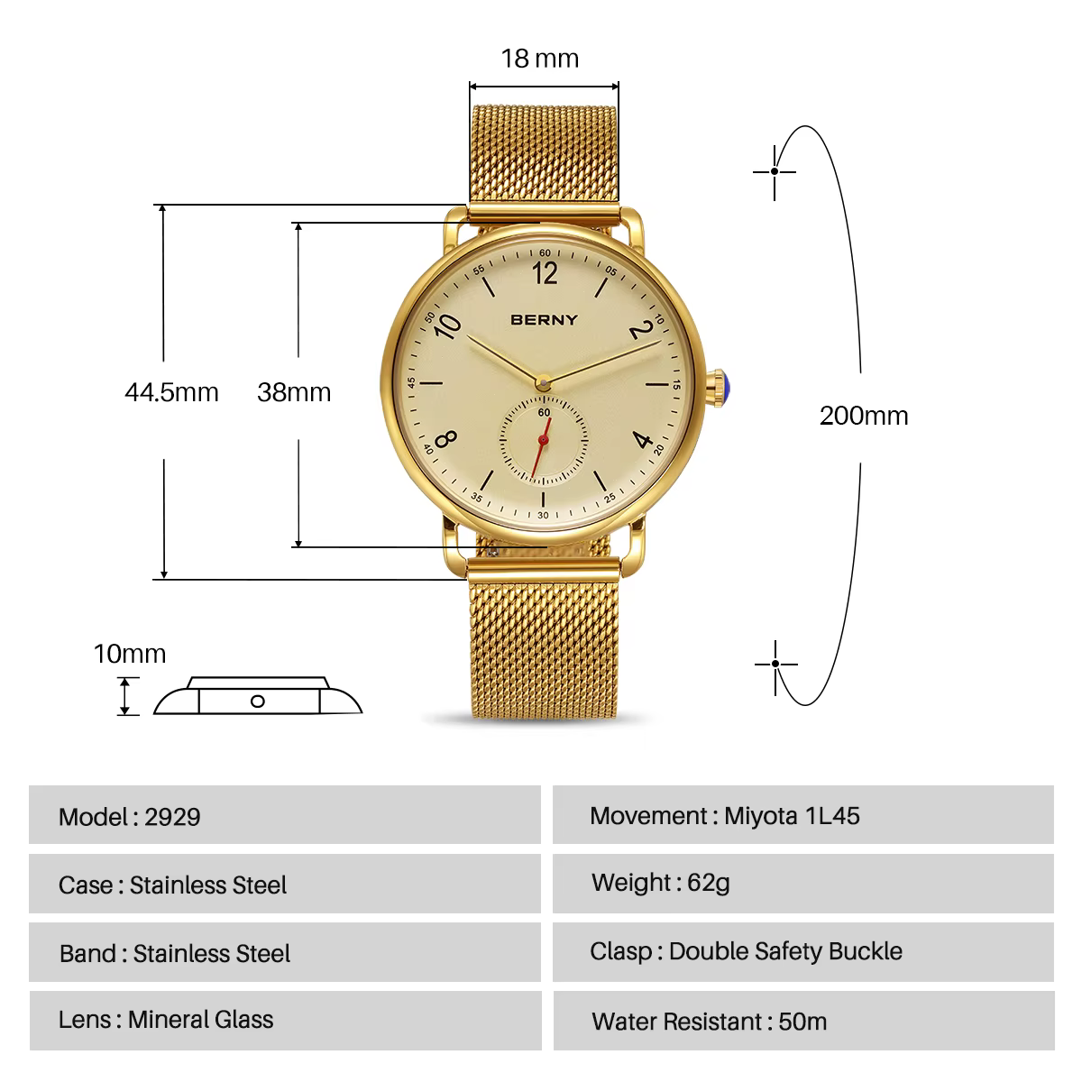 Montre à quartz BERNY pour homme