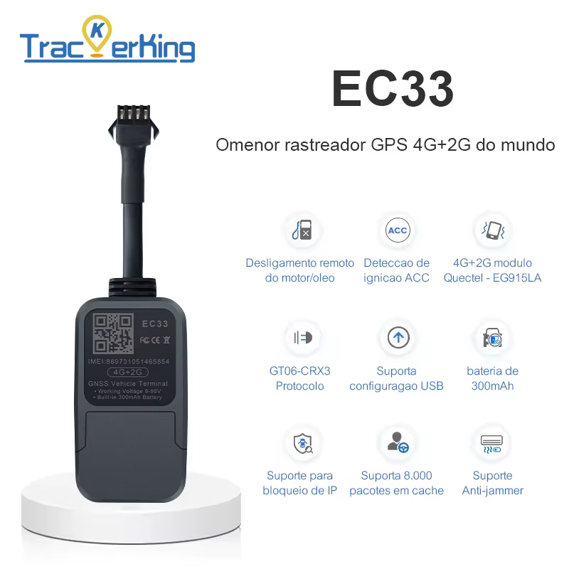 EC33Pura 4G GPS Traceur de Véhicules/Motos/Vélos J16 Tracker Rastreador Protocole GT06