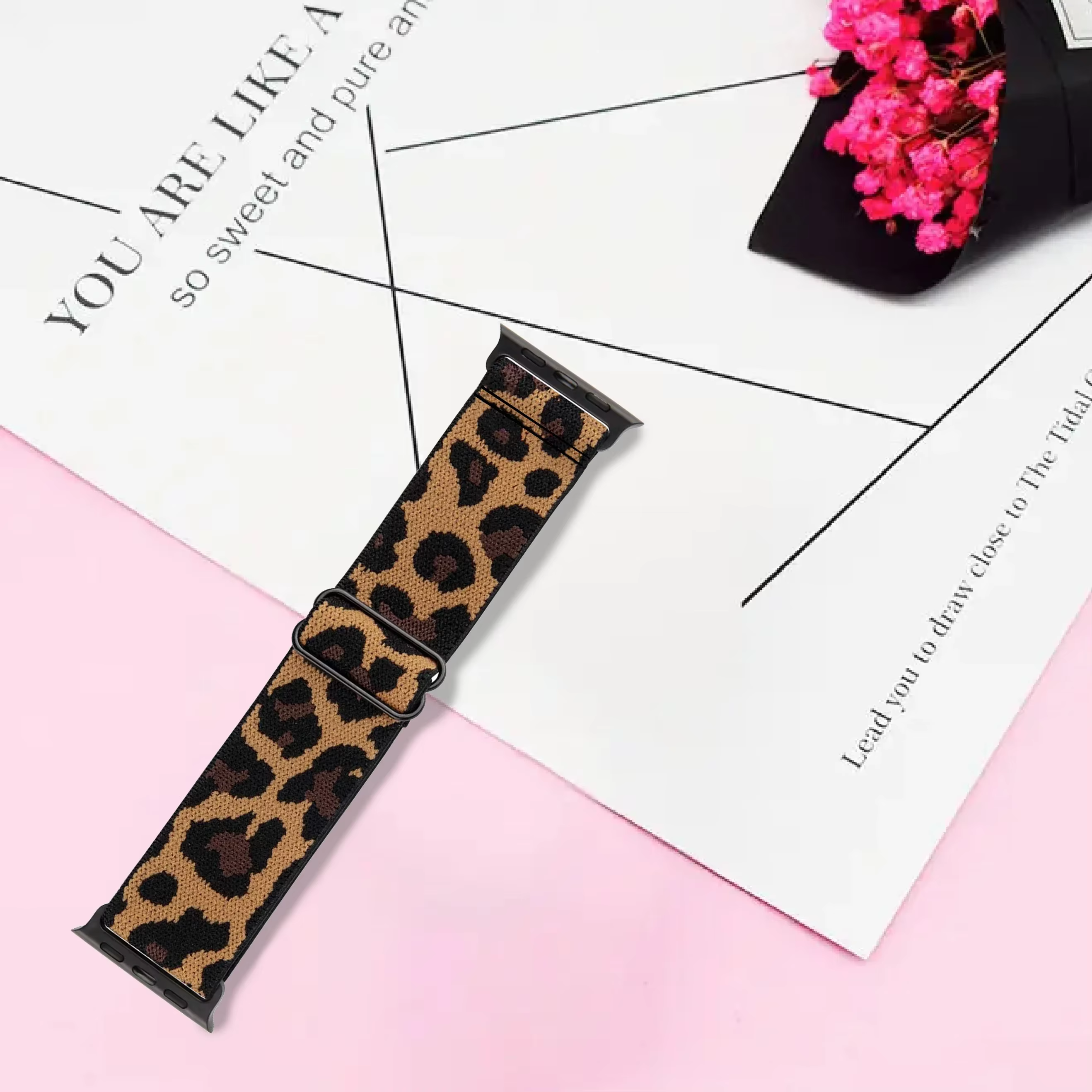 Bracelet de montre en Nylon extensible léopard
