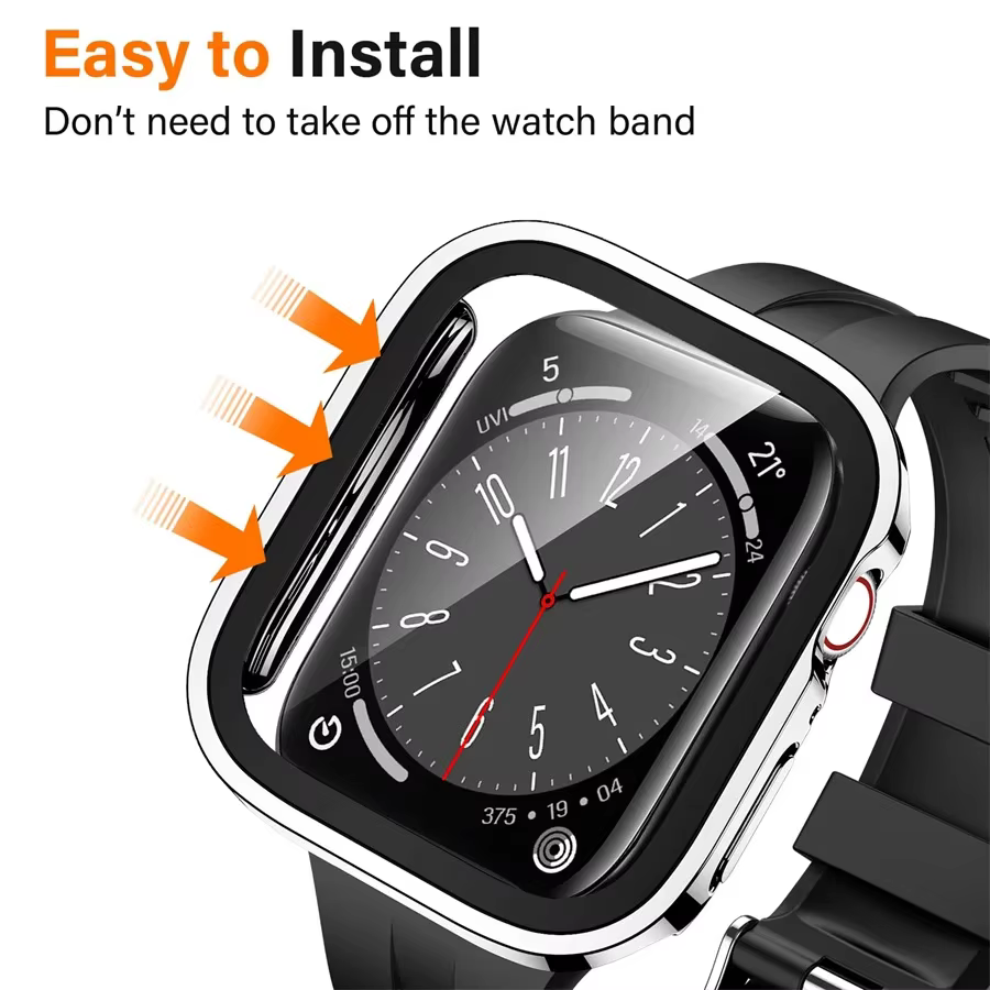 Verre + couvercle pour boîtier de montre Apple série 8 7 6 5 4 se 44mm 40mm 41mm 45mm