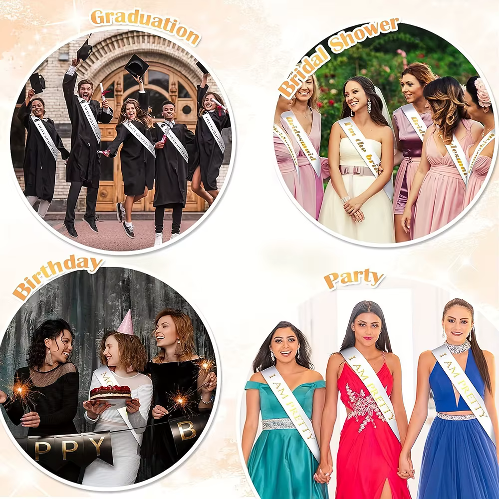 5 pièces de rubans en satin DIY – Ceintures en tissu classiques pour la remise des diplômes, les concours de beauté, les événements sportifs, la danse, les anniversaires, les soirées de réunion