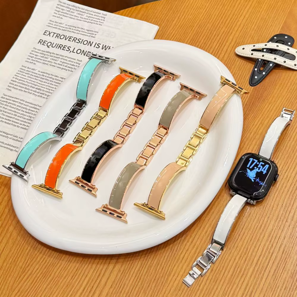 Bracelets de montre en émail fins pour Apple Watch 38 40 41 42 44 45 46 49 mm