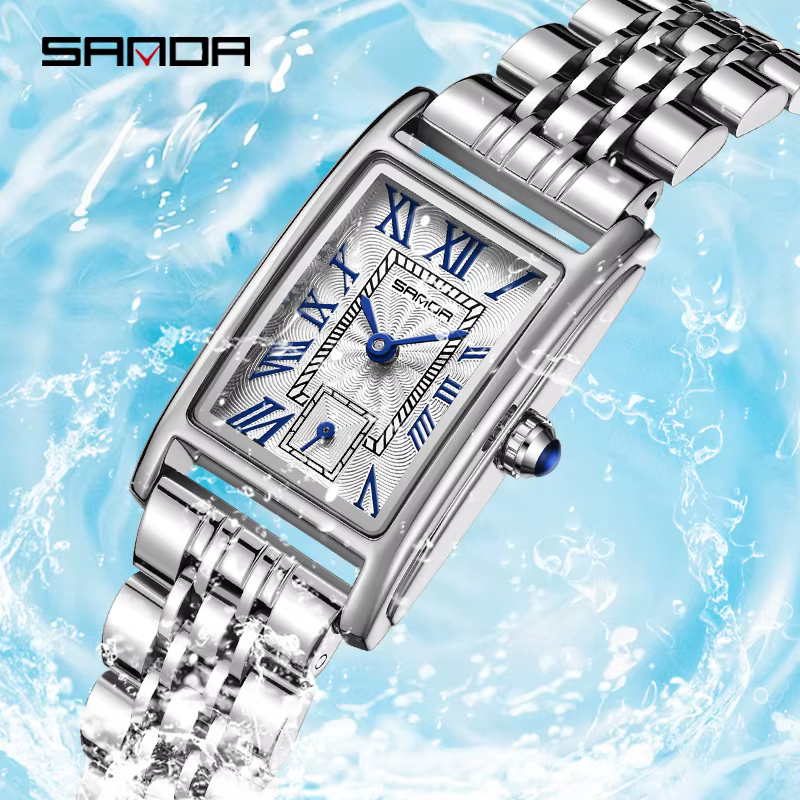 SANDA 1116 nouvelle femme montre Bracelet de luxe mode affaires en cuir acier Quartz montres pour femmes cadeau Relogio Mujeres