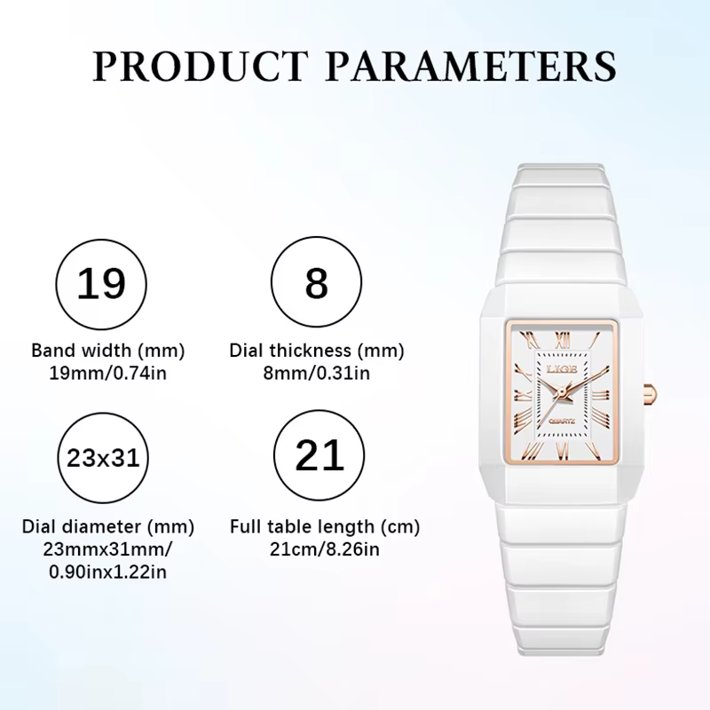 LIGE montre femme montre-bracelet marque céramique mode quartz élégant étanche vintage ultra-mince