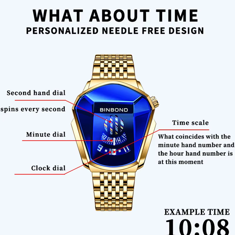 BINBOND chaud nouveaux hommes dominateur moto Concept montre à la mode grand cadran en acier inoxydable technologie