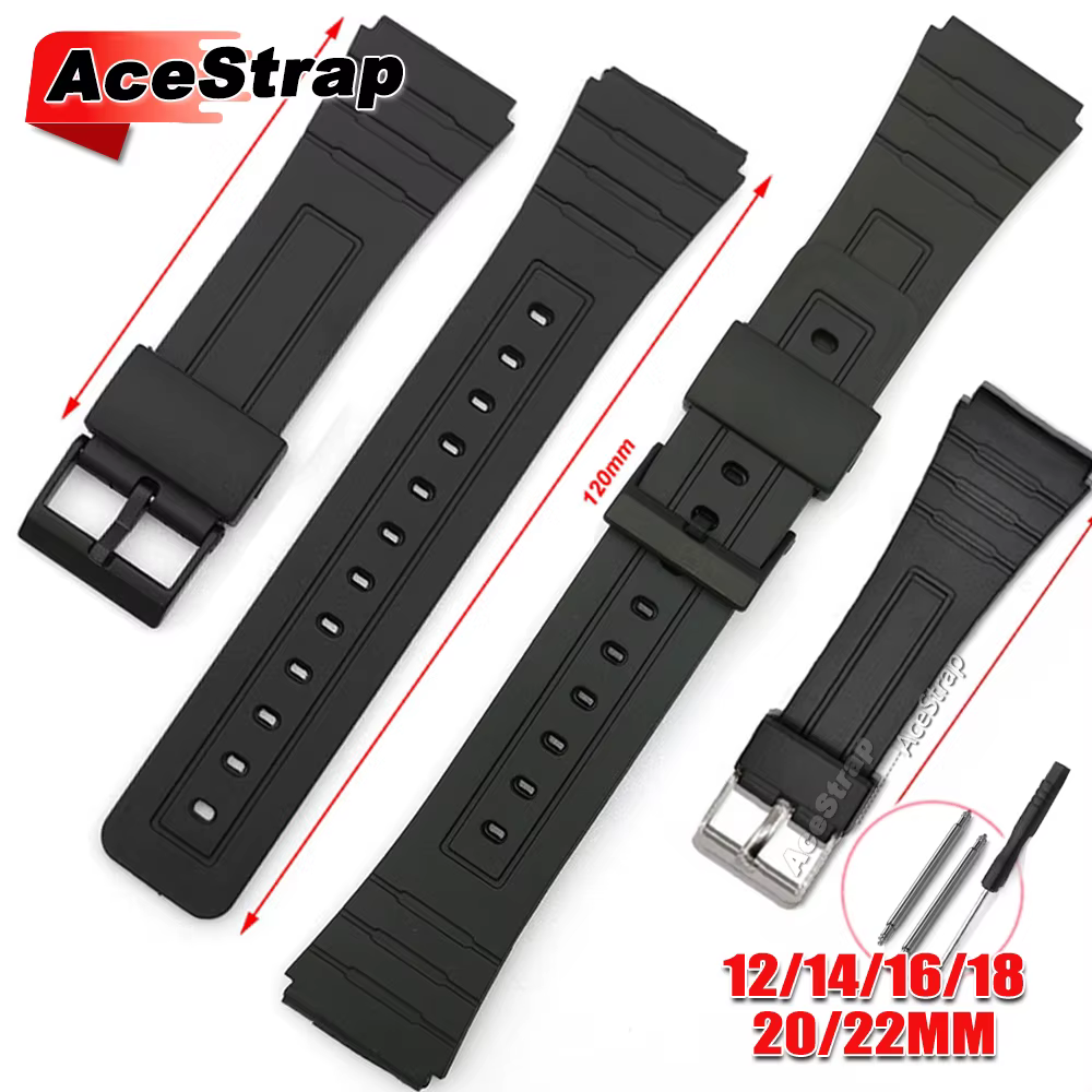 Bracelet de montre en caoutchouc noir 12mm 14mm 16mm 18mm 20mm 22mm