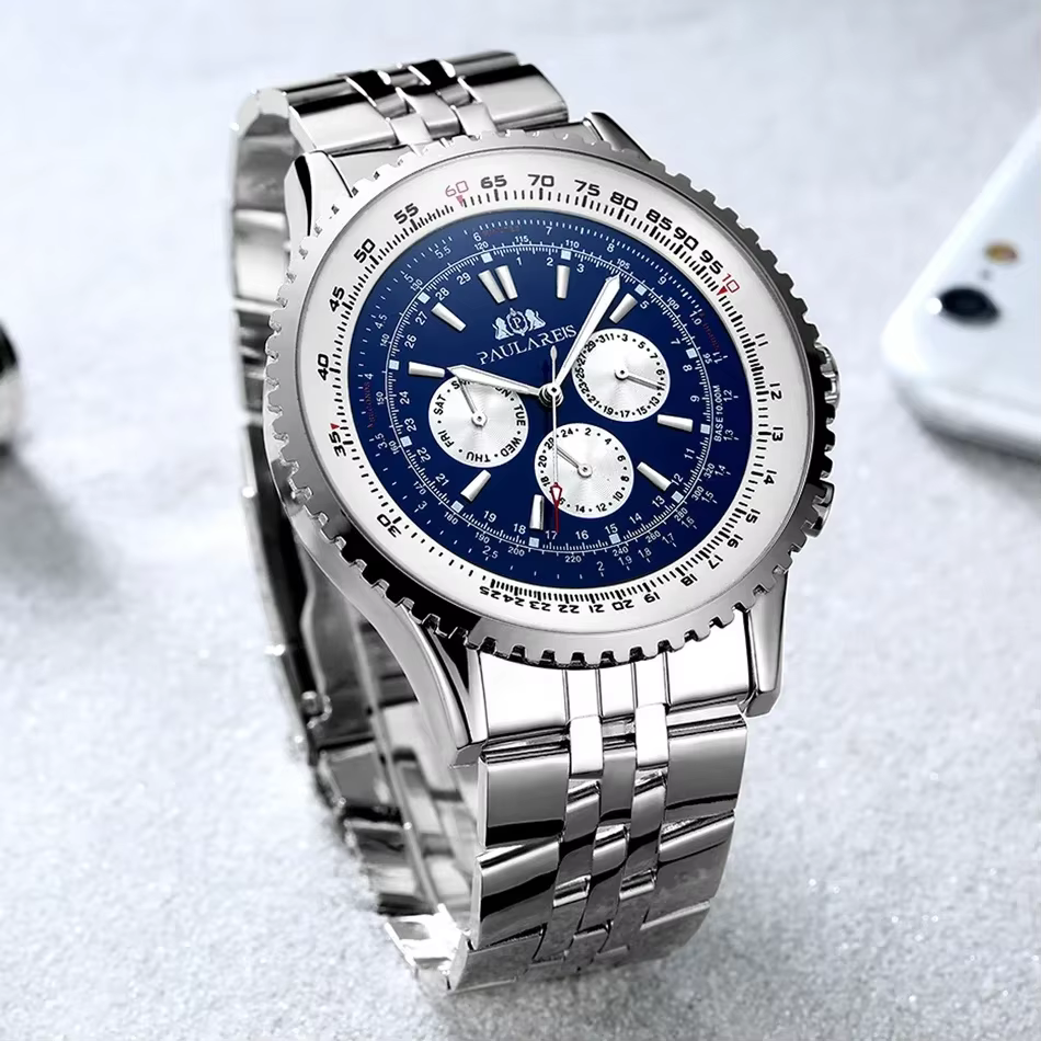 Montres automatiques en cuir pour hommes