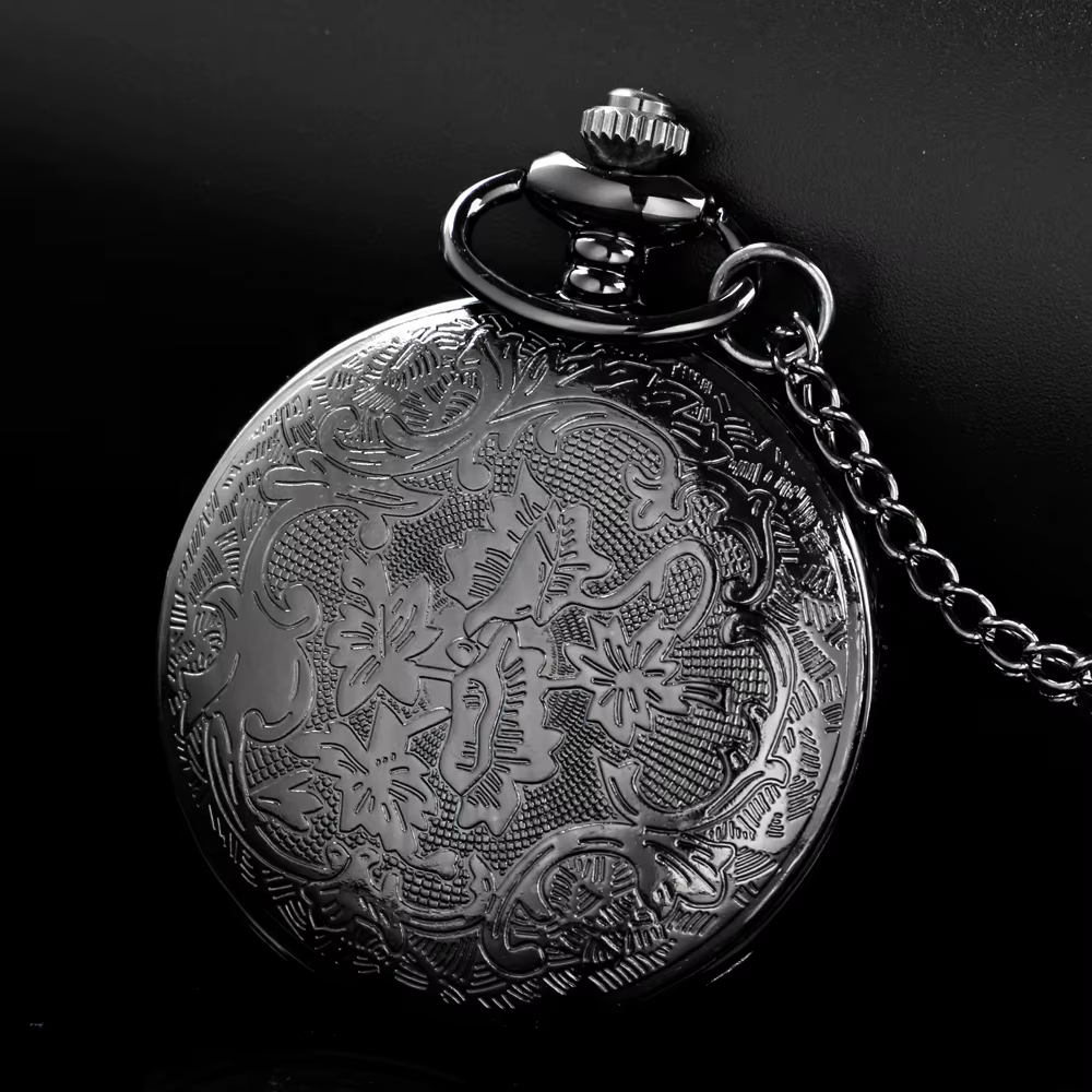 Montres de poche creuses noires pour femmes