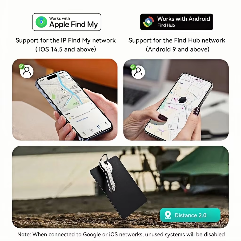 Carte de suivi de localisation pour portefeuille avec recharge sans fil Android - Localisateur GPS étanche compatible avec l'application Google Find My
