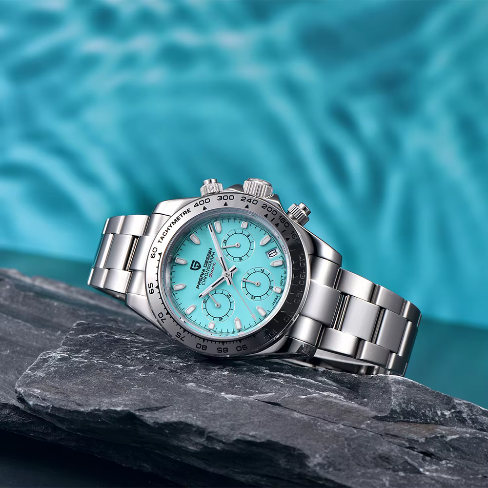 PAGANI DESIGN nouvelle lunette en acier inoxydable hommes montres à Quartz de luxe verre saphir chronographe VK63 montre