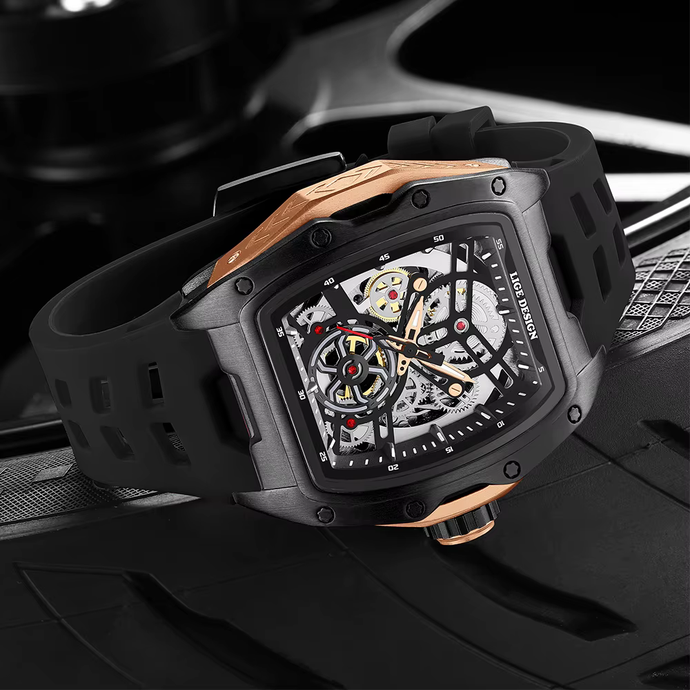 LIGE – montre automatique mécanique pour hommes