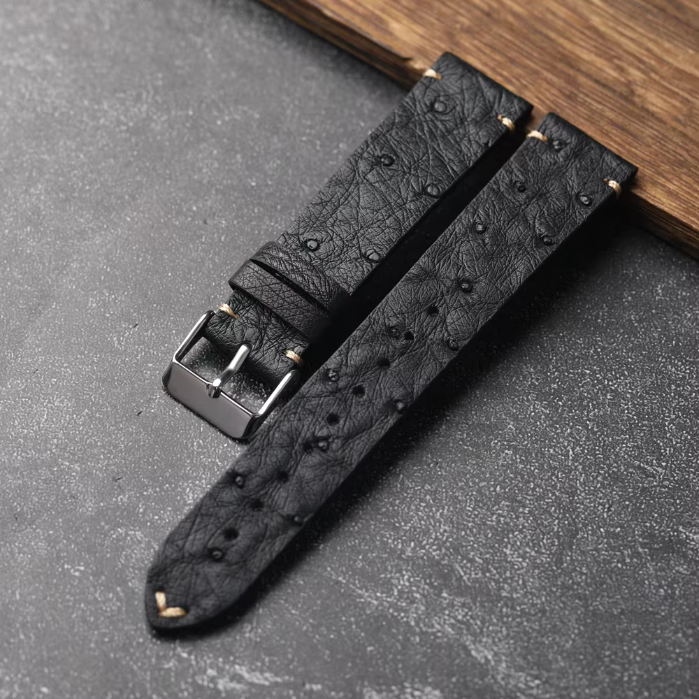 Bracelet en cuir d'autruche sud-africain pour homme