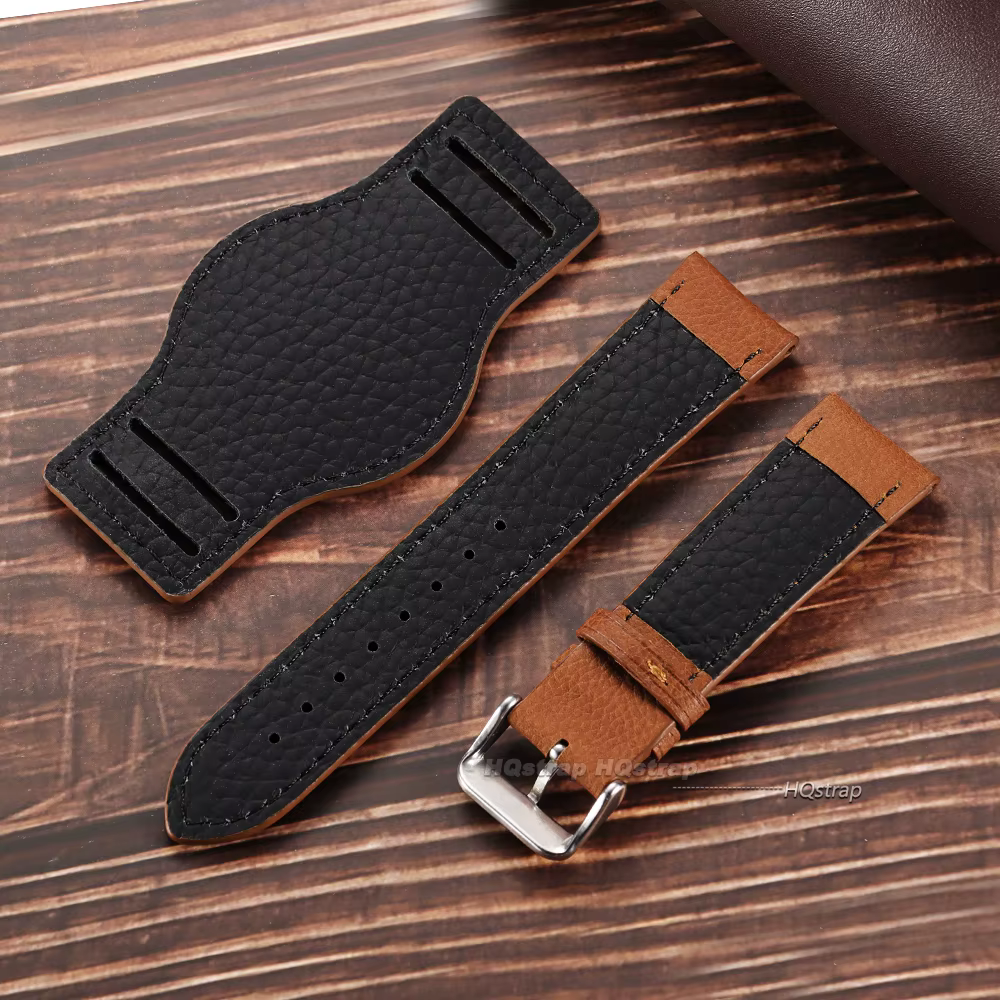 Bracelet de montre en cuir véritable 18mm 20mm 22mm avec tapis
