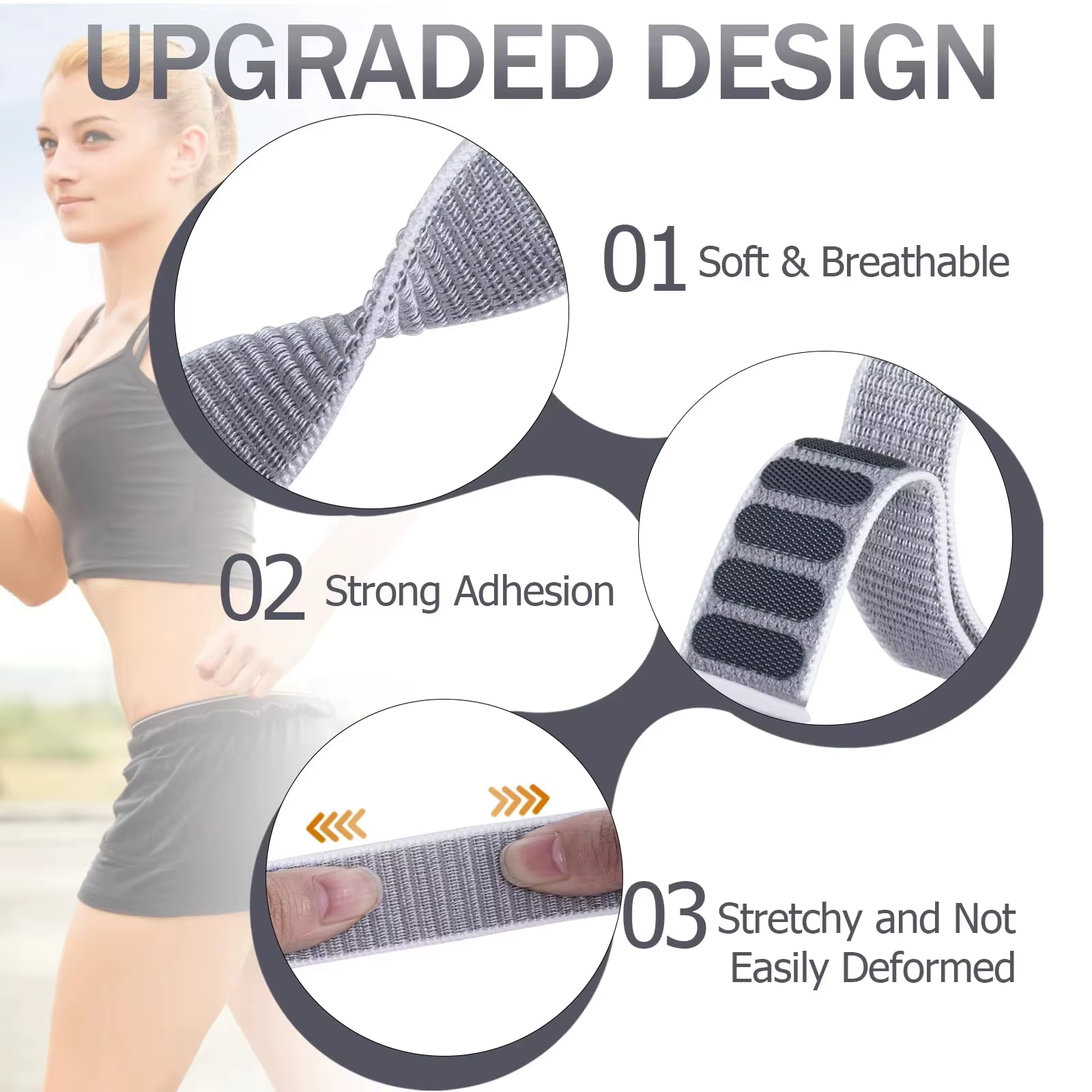 Bracelets de sport pour cheville/bras compatibles avec Apple Watch 49mm 45mm 44mm 42mm 41mm 40mm 38mm