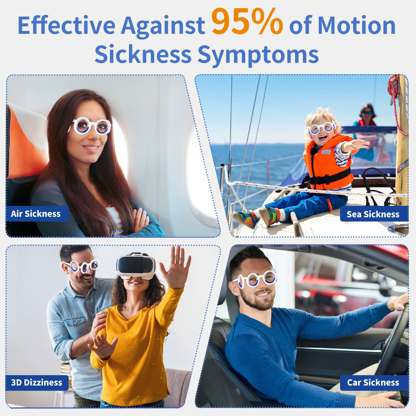 Lunettes Anti-vertige, lunettes contre le maladie du mouvement, soulage la maladie du mal, lunettes liquides sans lentille pour adultes ou enfants