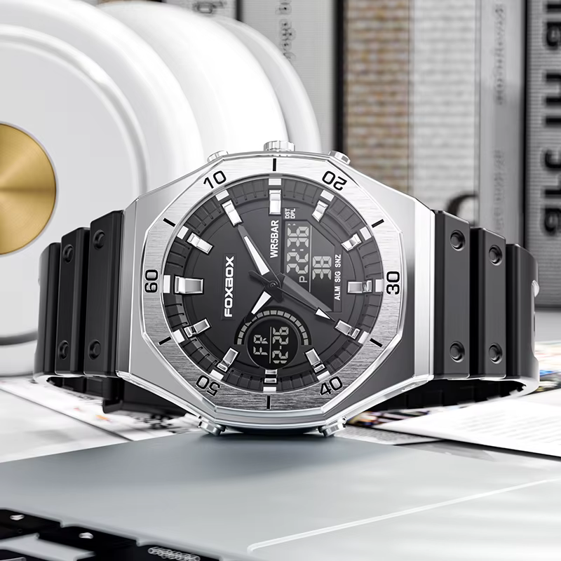 LIGE montre militaire Casio double affichage numérique sport