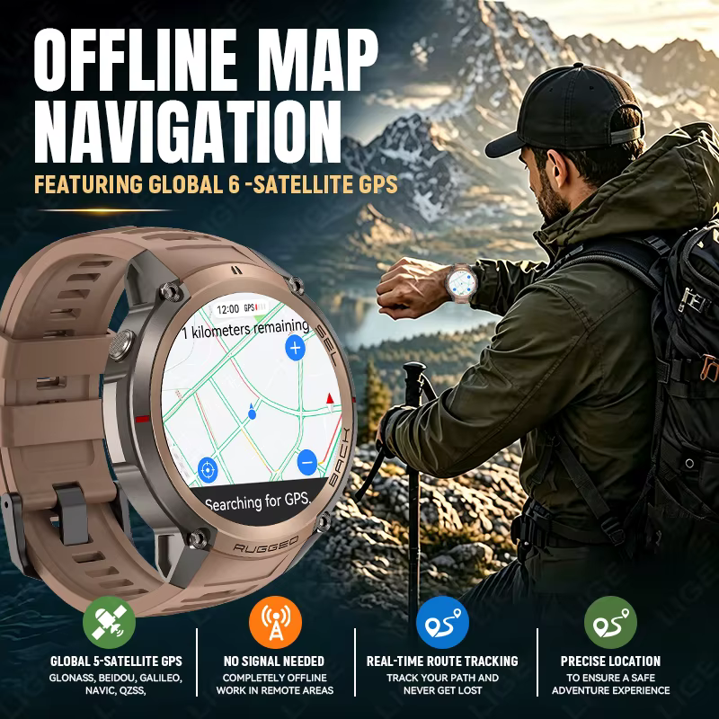 Montre connectée militaire GPS 2026