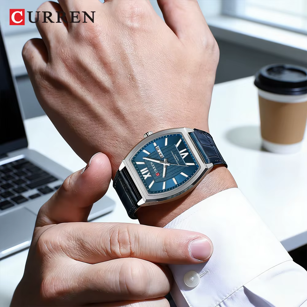 Montre pour homme CURREN au design minimaliste moderne avec jour et date