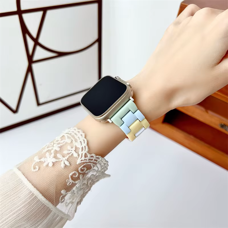 Bracelet en résine arc-en-ciel pour Xiaomi band 8 9 10 pro