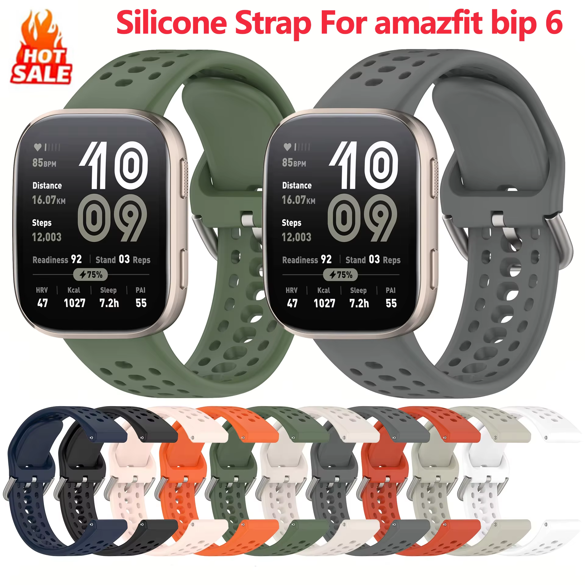 Bracelet en Silicone d'origine pour Amazfit Bip 6 accessoires de sangle sport respirant