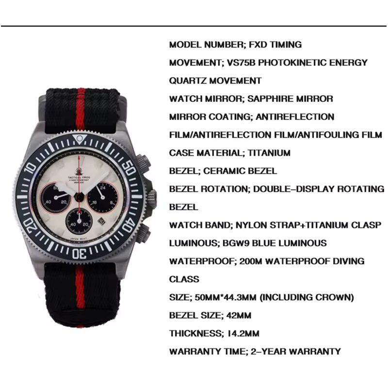 Montre à Quartz tactique grenouille FXD en titane VS75B