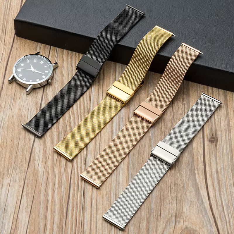 Bracelet à boucle milanaise en maille universelle, 18mm 20mm 22mm, en acier inoxydable, à dégagement rapide, pour montre intelligente, pour hommes et femmes, accessoires