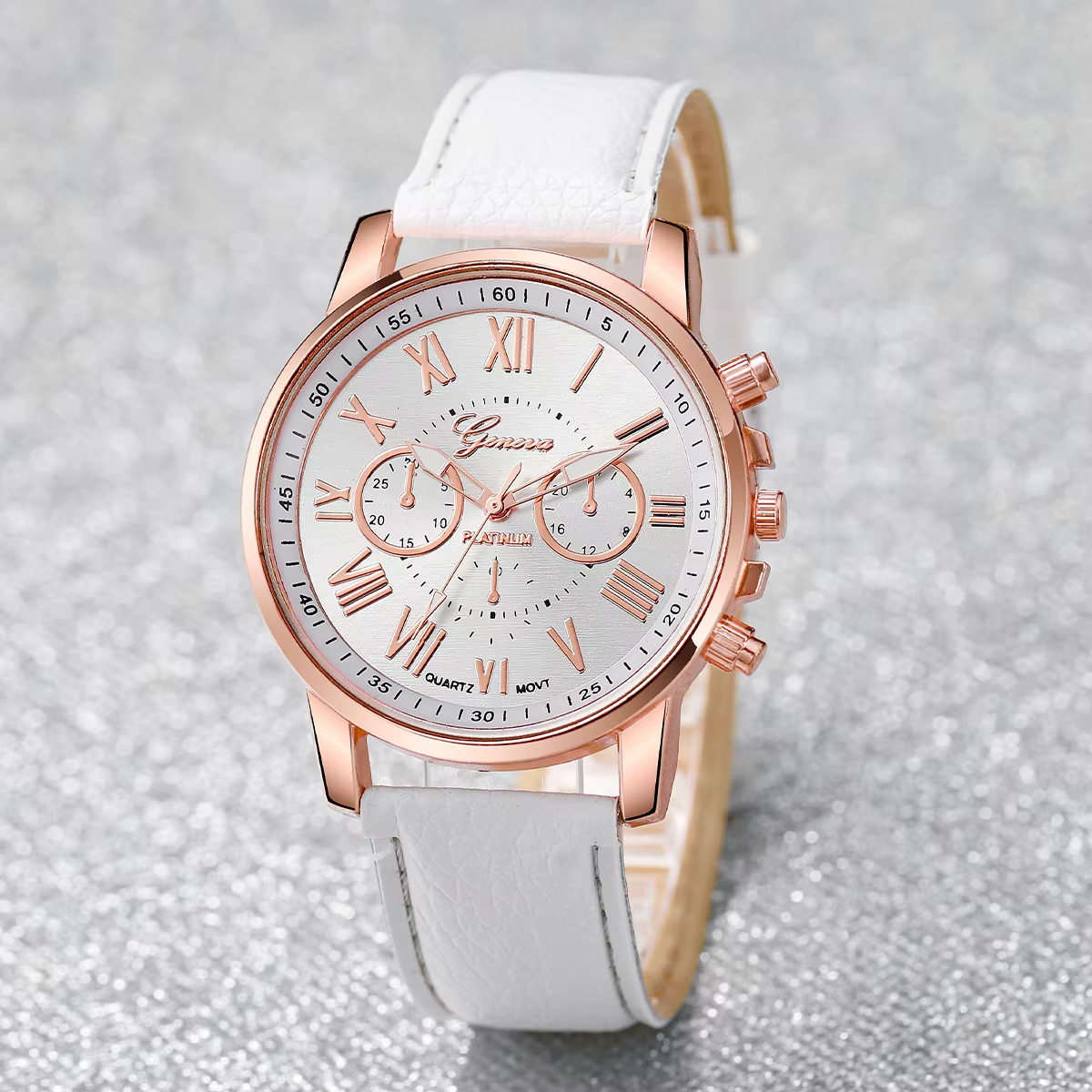 6 pièces/ensemble genève femmes montres bracelet en cuir décontracté montre-bracelet à Quartz diamant ensemble de bijoux (sans boîte)