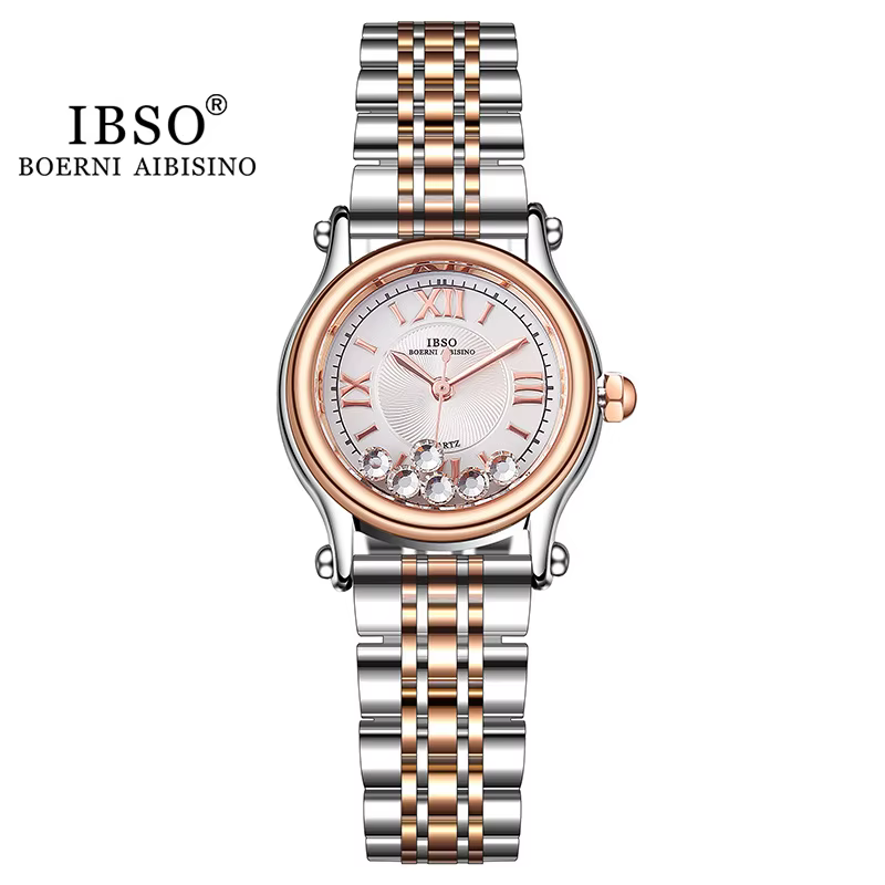 Montre en cuir véritable avec couronne royale pour femme