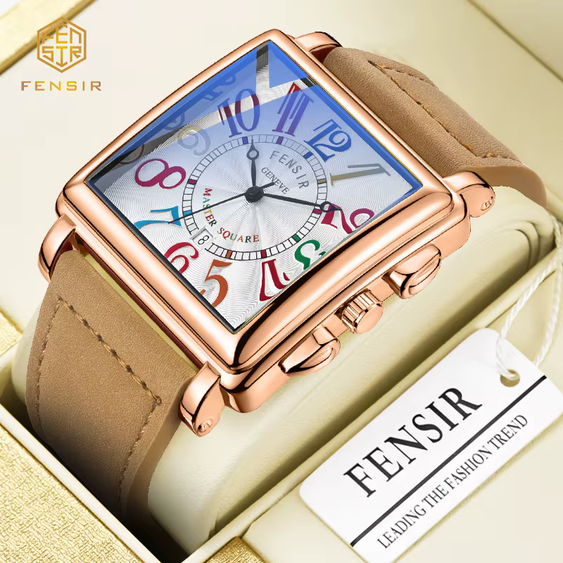 Montre à quartz carrée pour homme