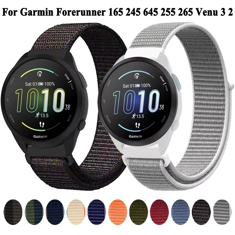 Bracelet de montre en Nylon pour Garmin Forerunner 165 245 255 255s 265