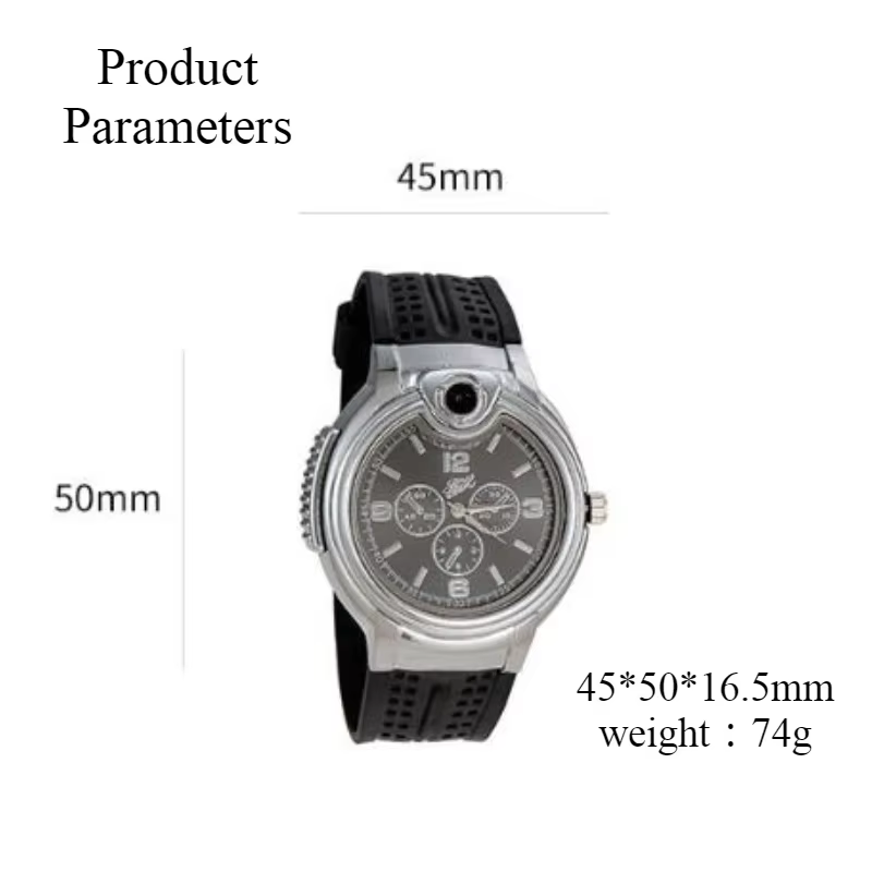 Nouvelle montre briquet créative et personnalisée 2-en-1, montre à quartz en métal à gaz butane avec allumage coulissant, accessoires pour cigarettes pour hommes, cadeau