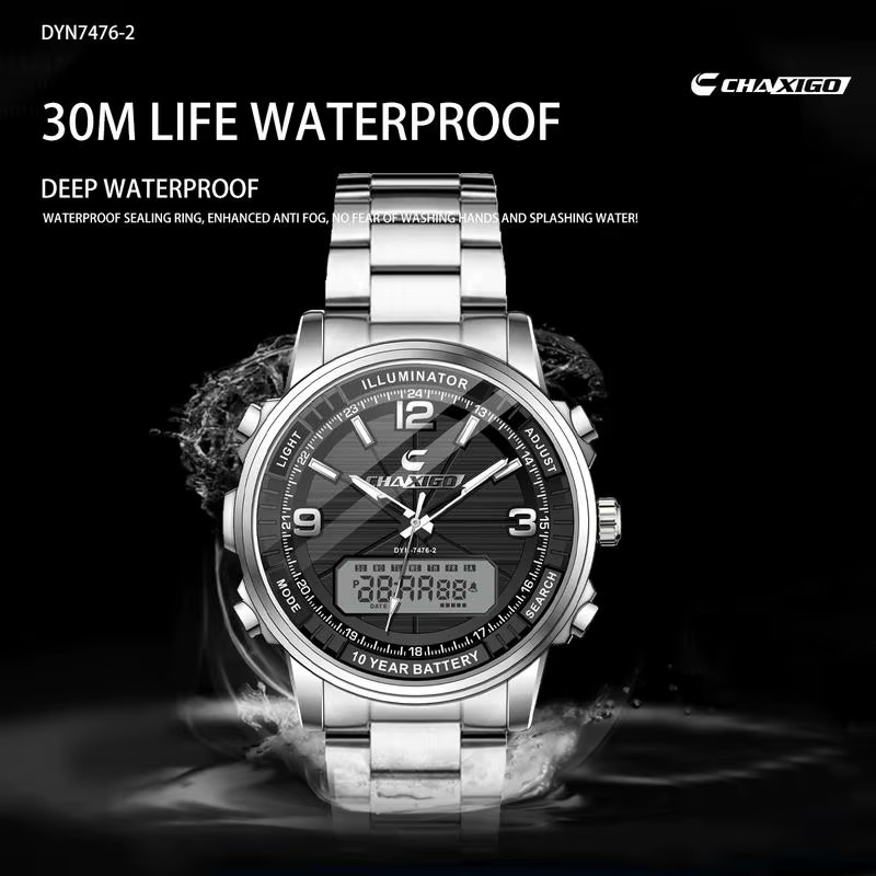 CHAXIGO montre-bracelet multifonctionnelle pour hommes d'affaires de mode