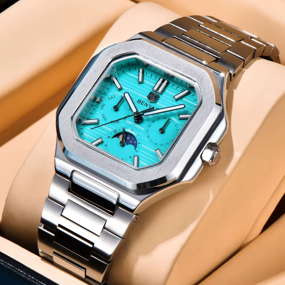 BENYAR 5221 montre pour hommes 37mm montre-bracelet à Quartz haut de gamme en acier inoxydable montres étanches