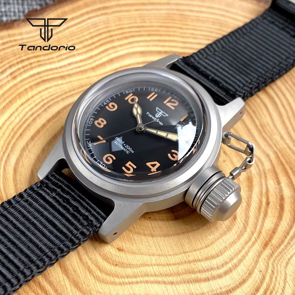 Tandorio 36mm montre mécanique Frogman mis5 8215/PT5000 Movt dôme verre saphir lumineux militaire étanche hommes montre-bracelet