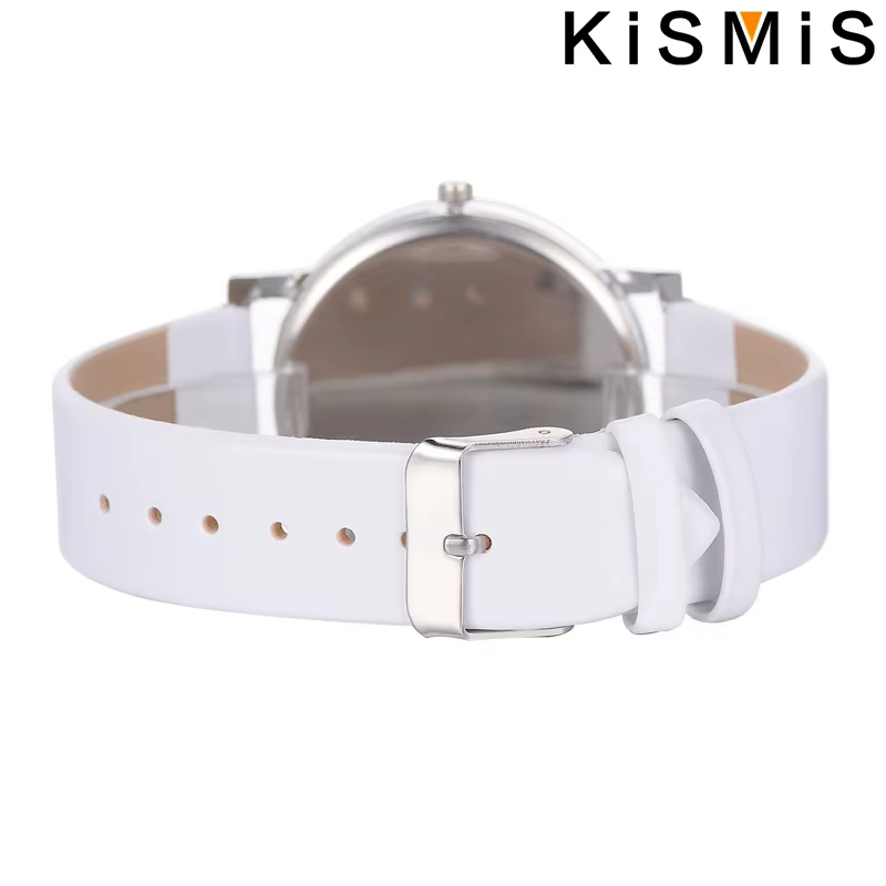 KISMIS mode Simple en cuir blanc horloge montres femmes robe Quartz montre-bracelet