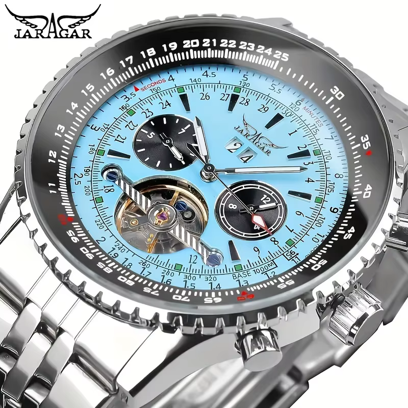 Montre pour homme haut de gamme, élégante et tendance, avec grand cadran, date, multifonction, montre de sport militaire, montre mécanique automatique, montre-bracelet de luxe légère, design squelette