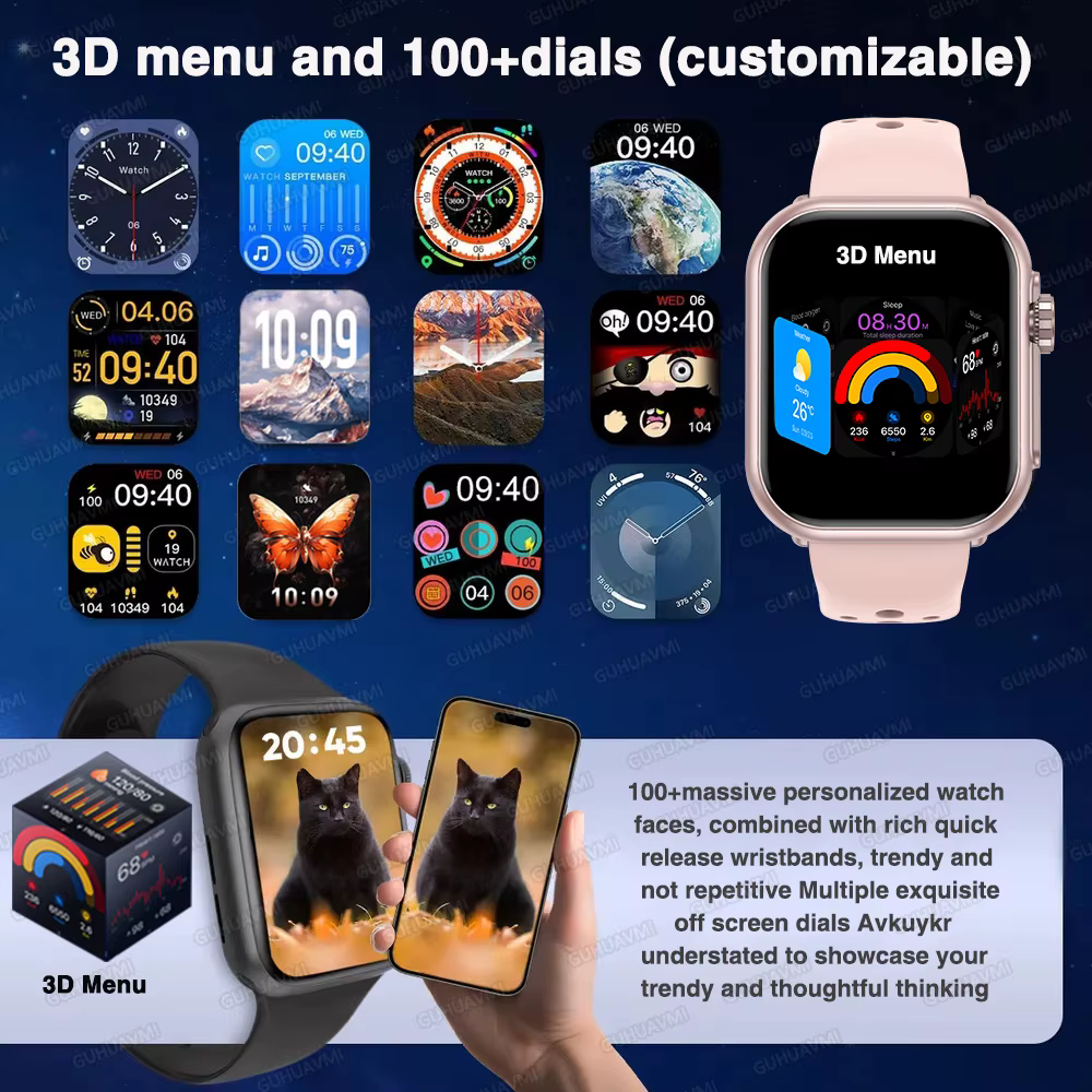Pour montre IOS Ultra 2 SE hommes femmes Bracelet intelligent 1000mAh batterie GPS AMOLED affichage Bluetooth appel