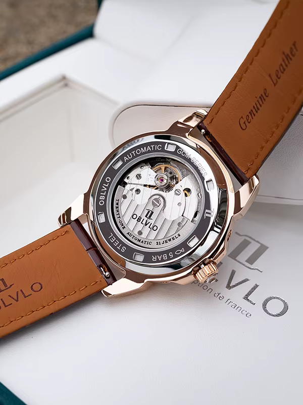 OBLVLO montre automatique pour hommes 40mm montre-bracelet mécanique 5ATM lunette en cristal lumineux année