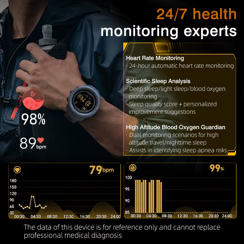NORTH EDGE Mars5 montre électronique pour hommes chronographe lumineux multifonctionnel détection de fréquence cardiaque natation montres étanches pour homme