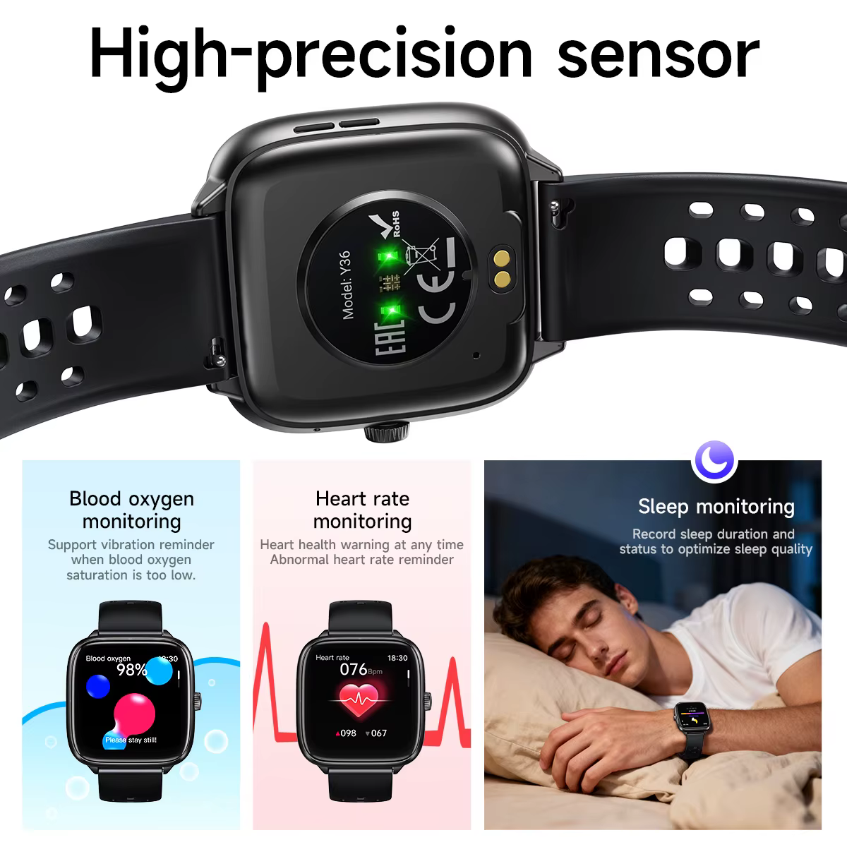 HOCO Y36 1.72 pouces TFT écran tactile Version d'appel montre intelligente fréquence cardiaque sommeil oxygène Sport surveillance Smartwatch IP67 étanche