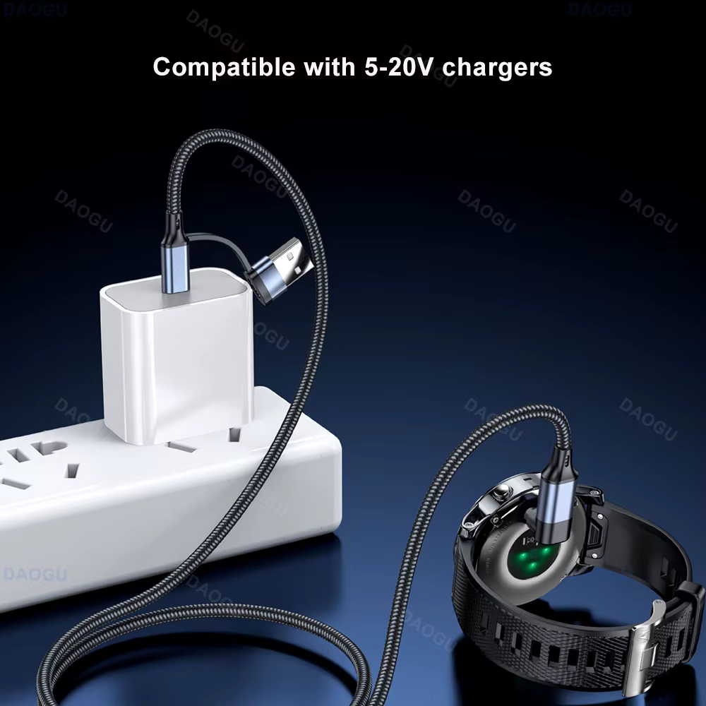 Câble de charge USB A Type C 2 en 1 pour montre Garmin Fenix 6 6s 6x Baro Venu 2 2S Plus 3s