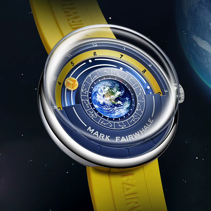 Mark Fairwhale Montre à quartz pour homme avec cadran sur le thème de la Terre unique