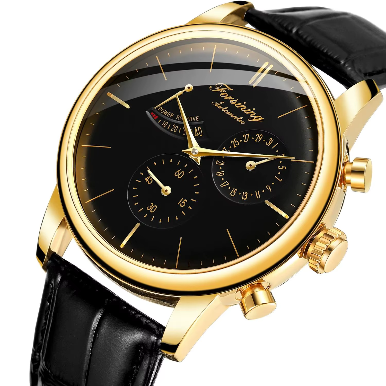 Montre mécanique automatique en cuir pour homme