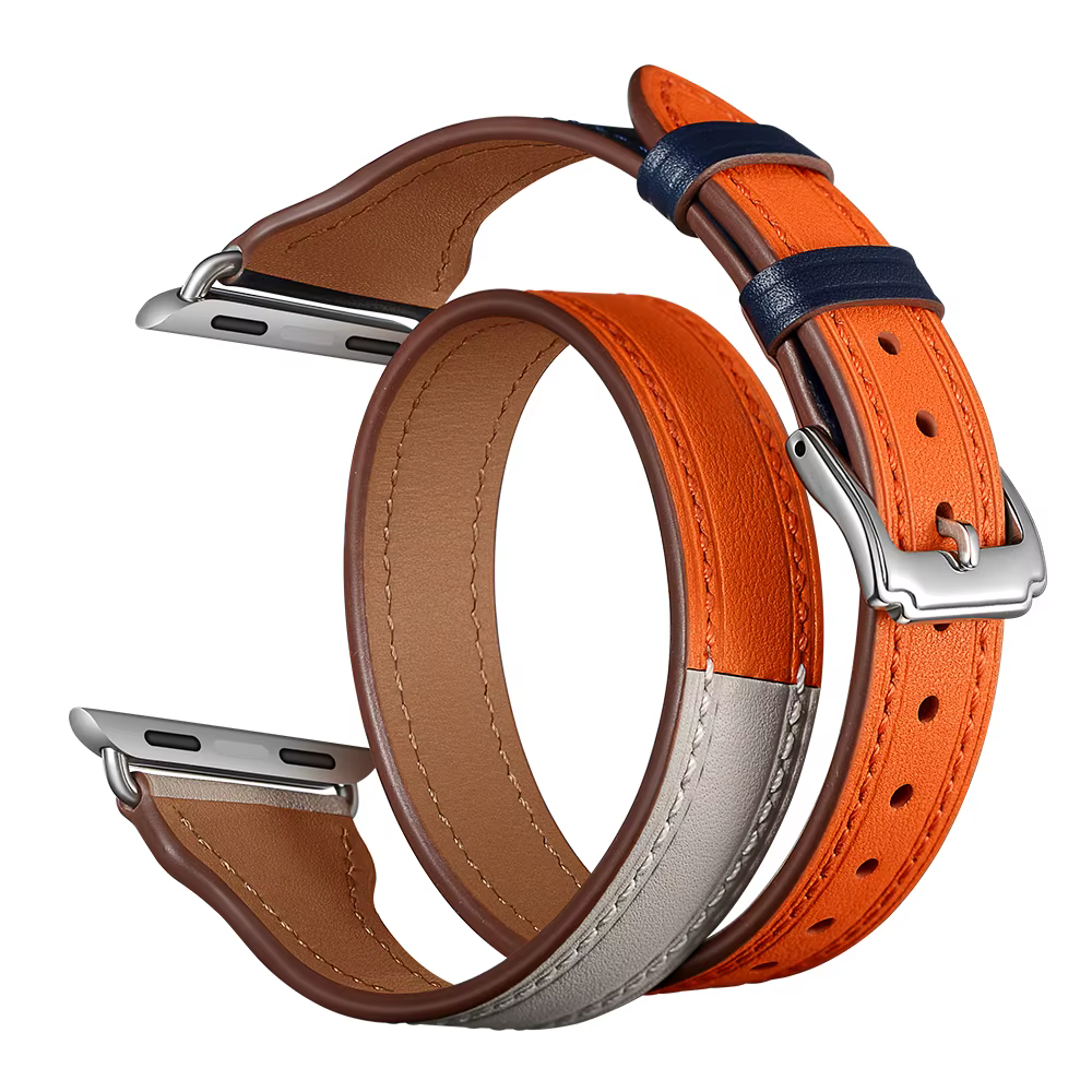 Bracelet Double Tour en Cuir group pour Apple Watch