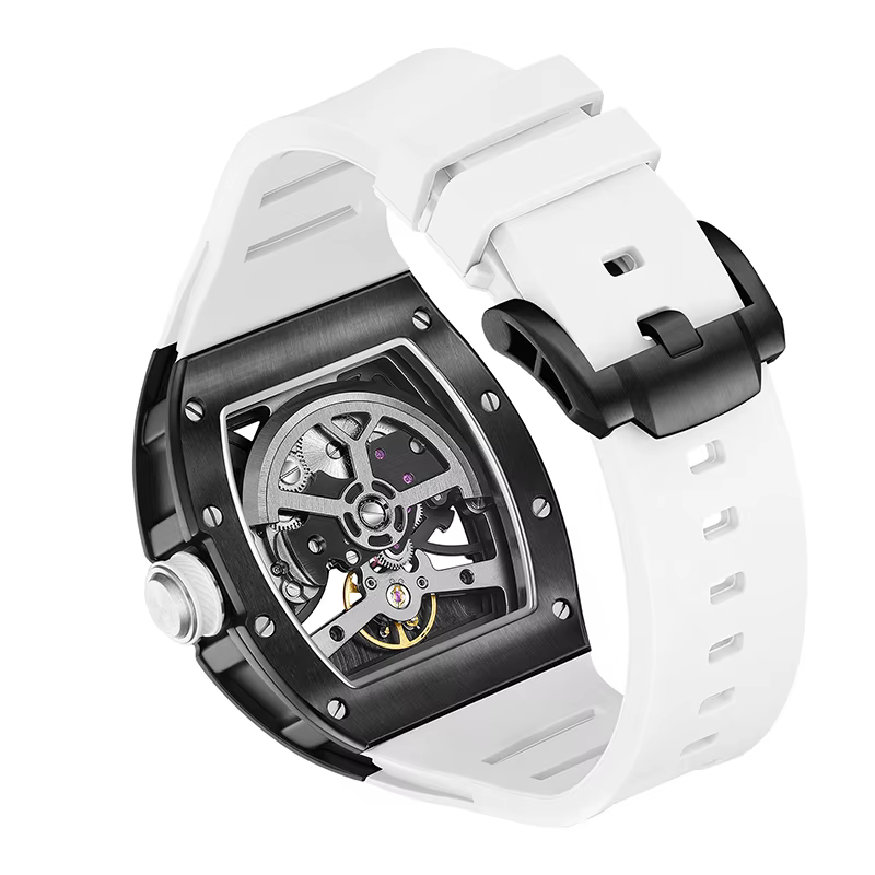 Montres automatiques pour hommes mode Tonneau horloge mécanique cadran terre étanche luxe lumineux squelette