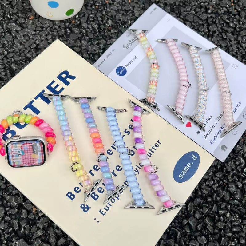 Sangle élastique en forme de spirale de couleur bonbon pour bracelet Apple Watch 38/42 40/44mm 41/45mm Convient pour IWatch 11 10 9 8 7 Ultra 3 2 49mm